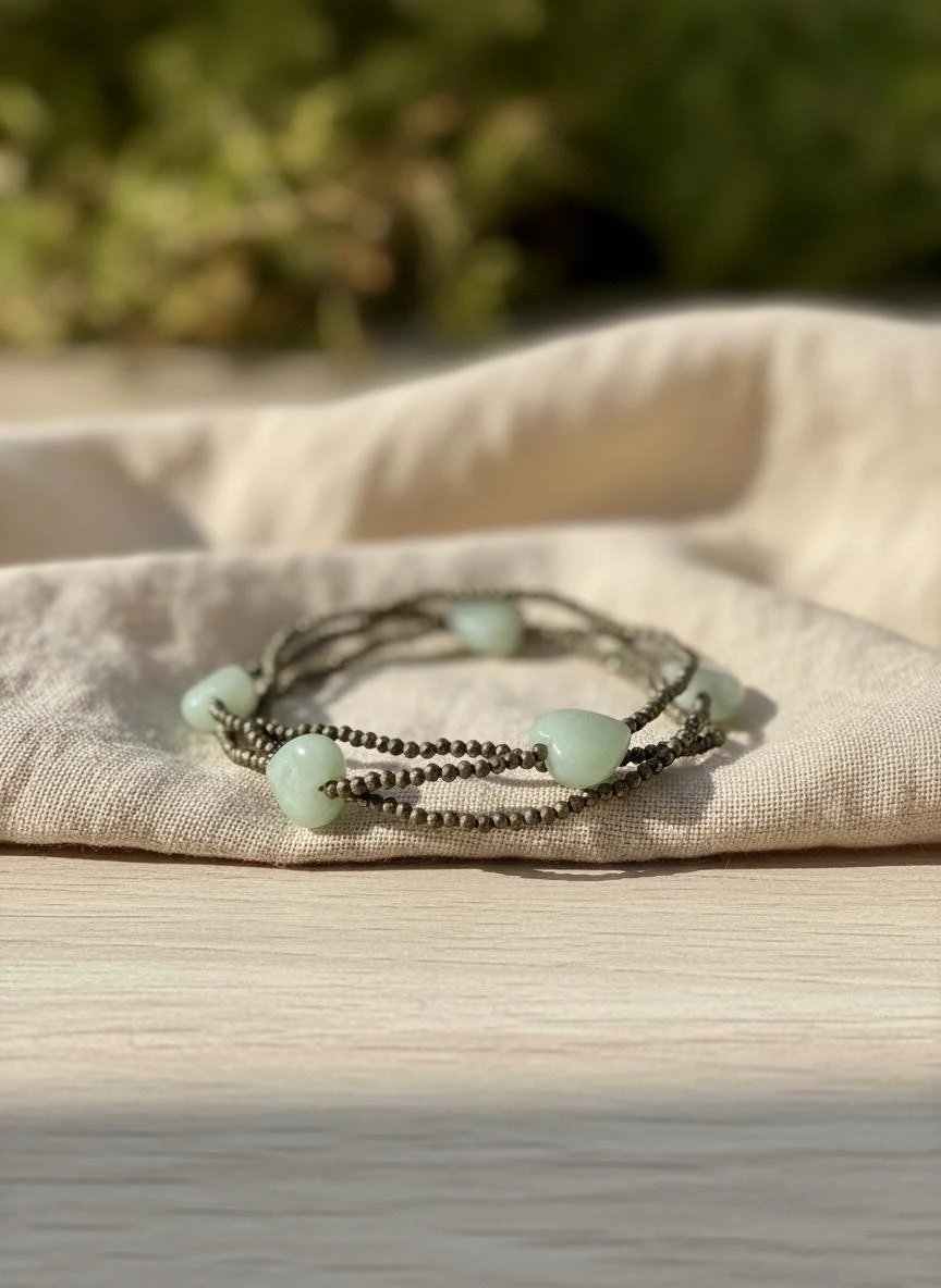 Crystal Bracelet with heart shaped Burma Jade