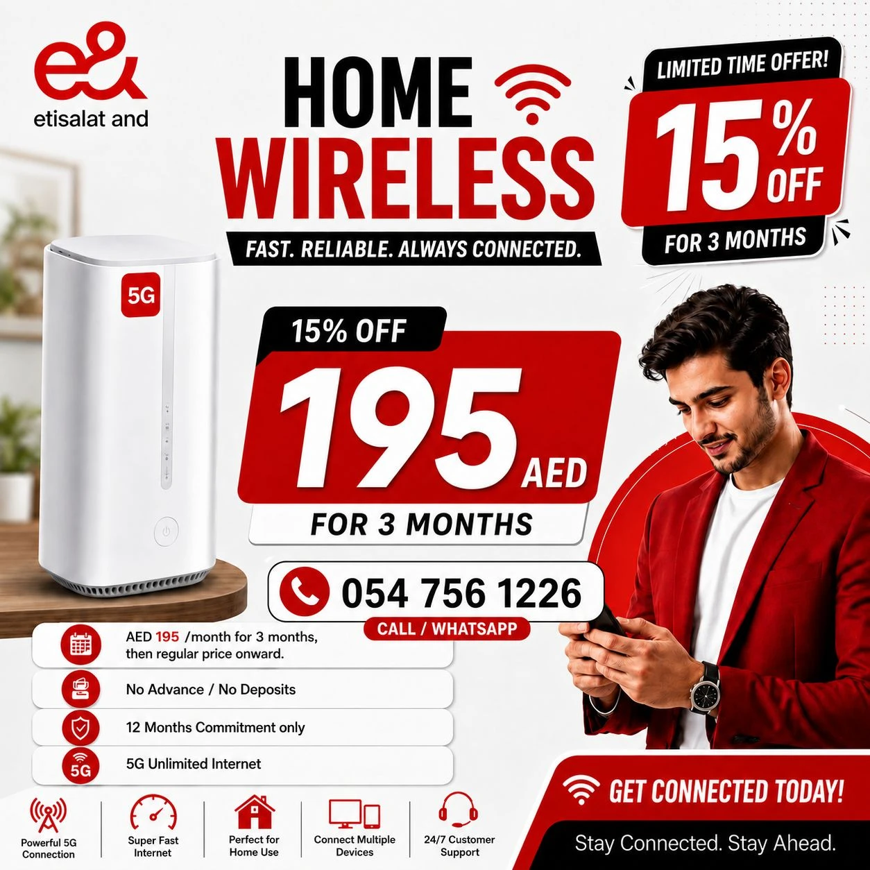 Etisalat Home WiFi internet connection all over UAE