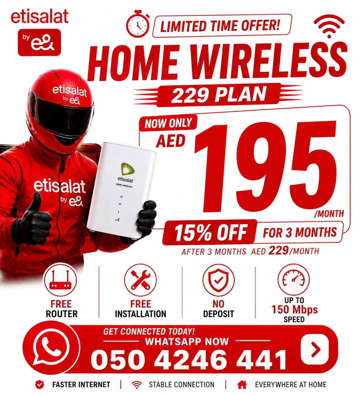 Etisalat Home wifi internet connection all over UAE