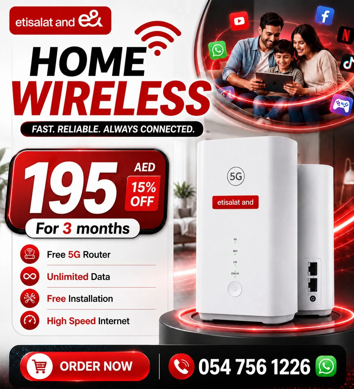 Etisalat Home WiFi internet connection all over UAE