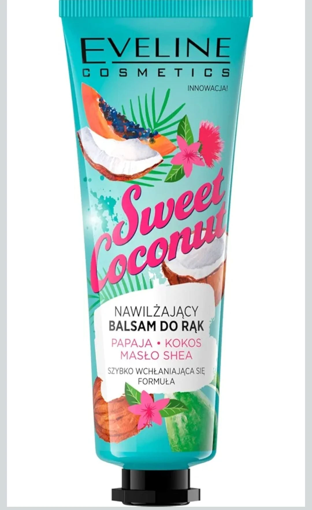Eveline Cosmetics Moisturising Hand Balm with Sweet Coconut | Infused with Papaya, Coconut and Shea Butter | With Fast Absorbing Formula | 50ml