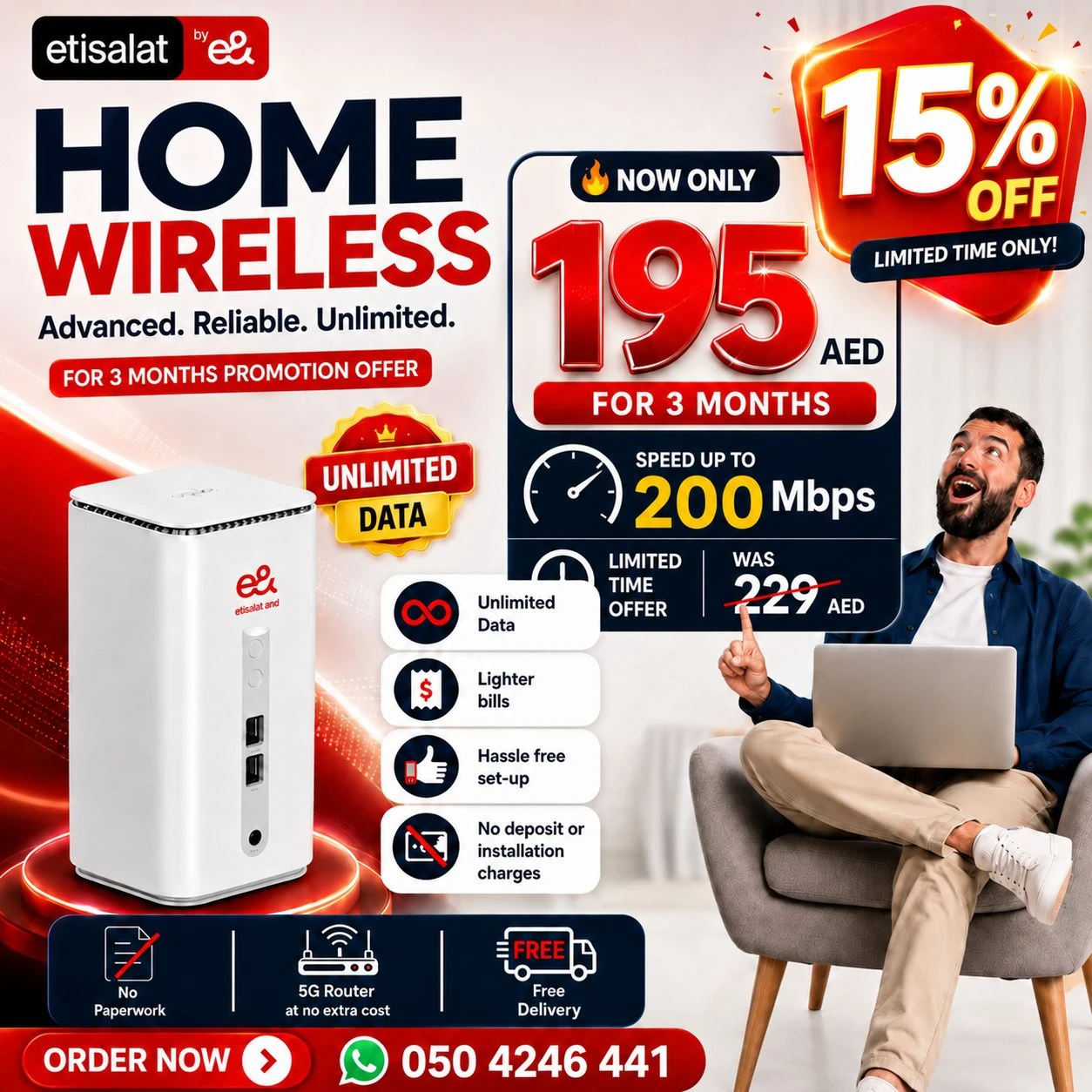 Etisalat Home wifi internet connection all over UAE