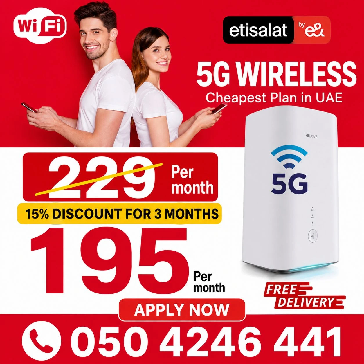 Etisalat Home wifi internet connection all over UAE