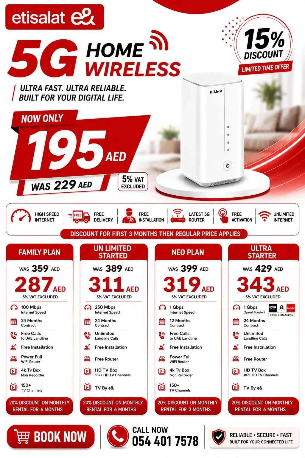 Etisalat Home WiFi internet connection all over UAE