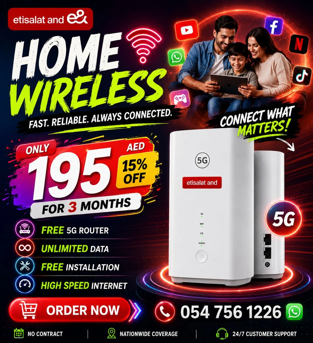 Etisalat Home WiFi internet connection all over UAE