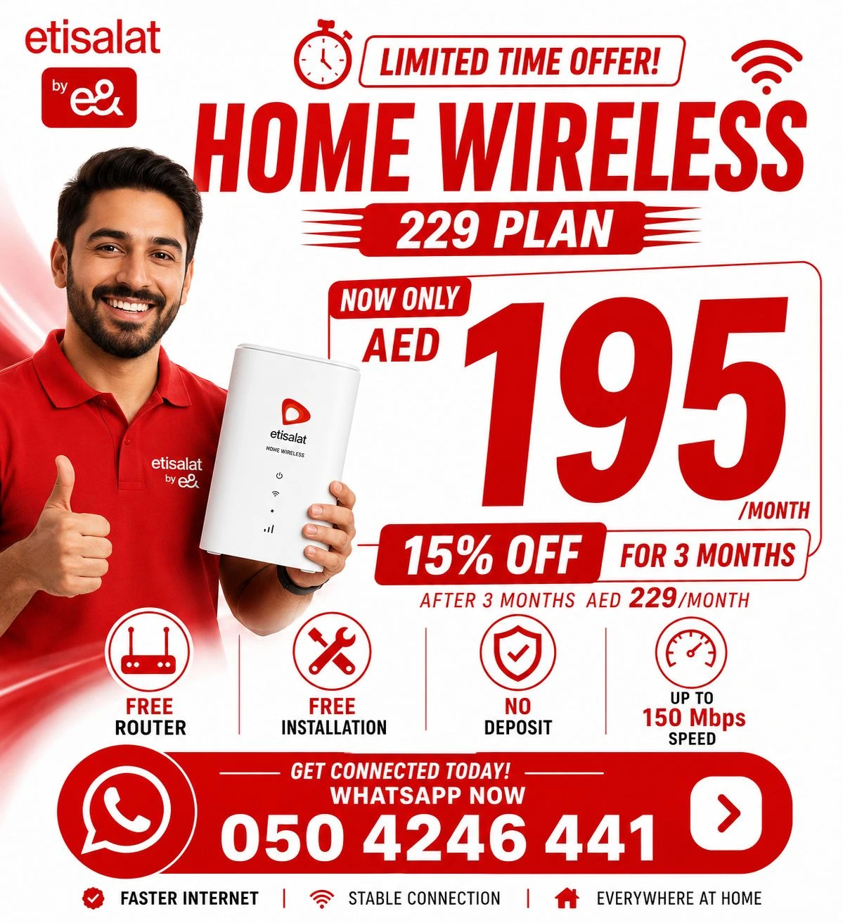 Etisalat Home wifi internet connection all over UAE