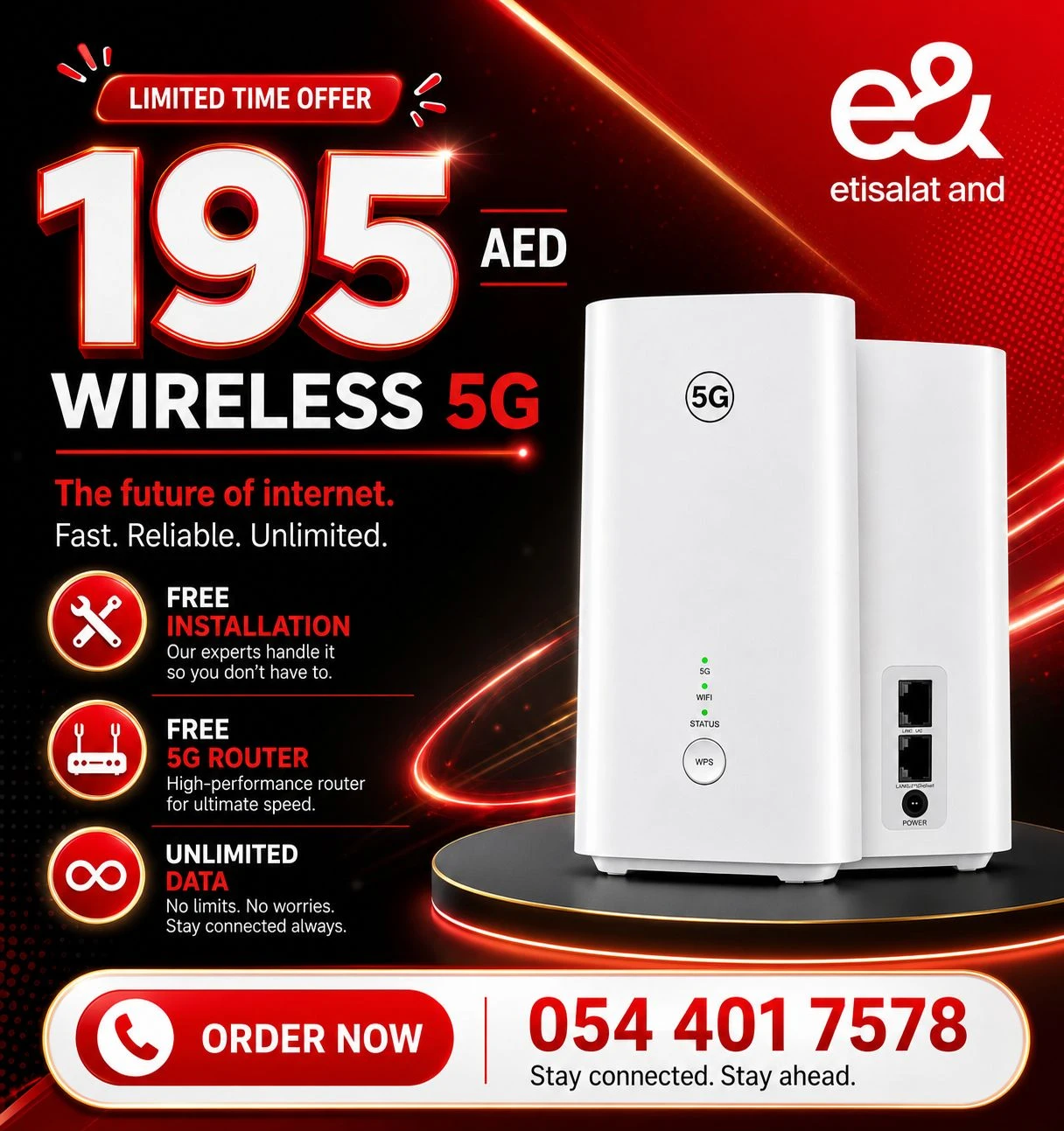 Etisalat Home WiFi internet connection all over UAE