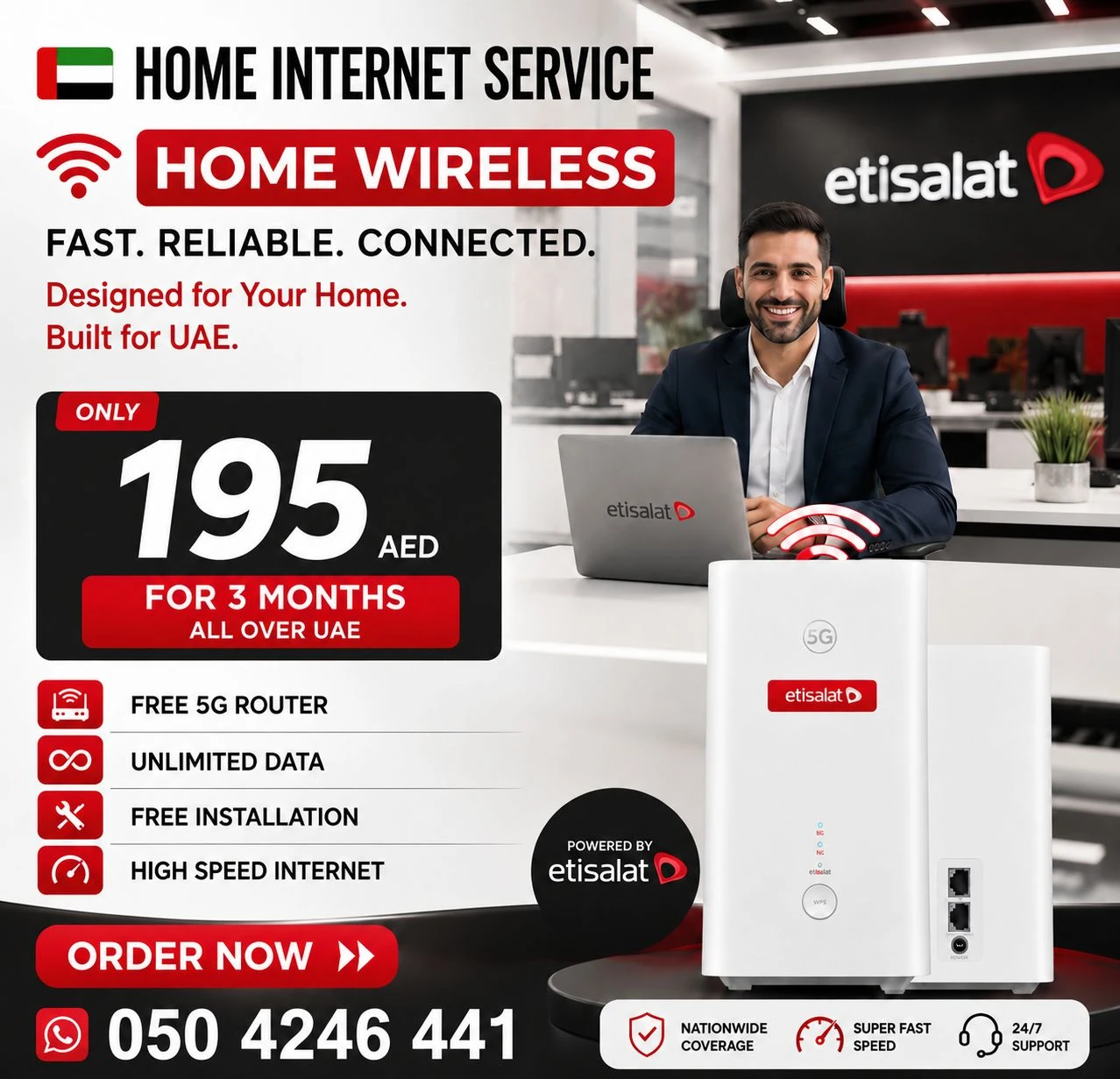 Etisalat Home wifi internet connection all over UAE