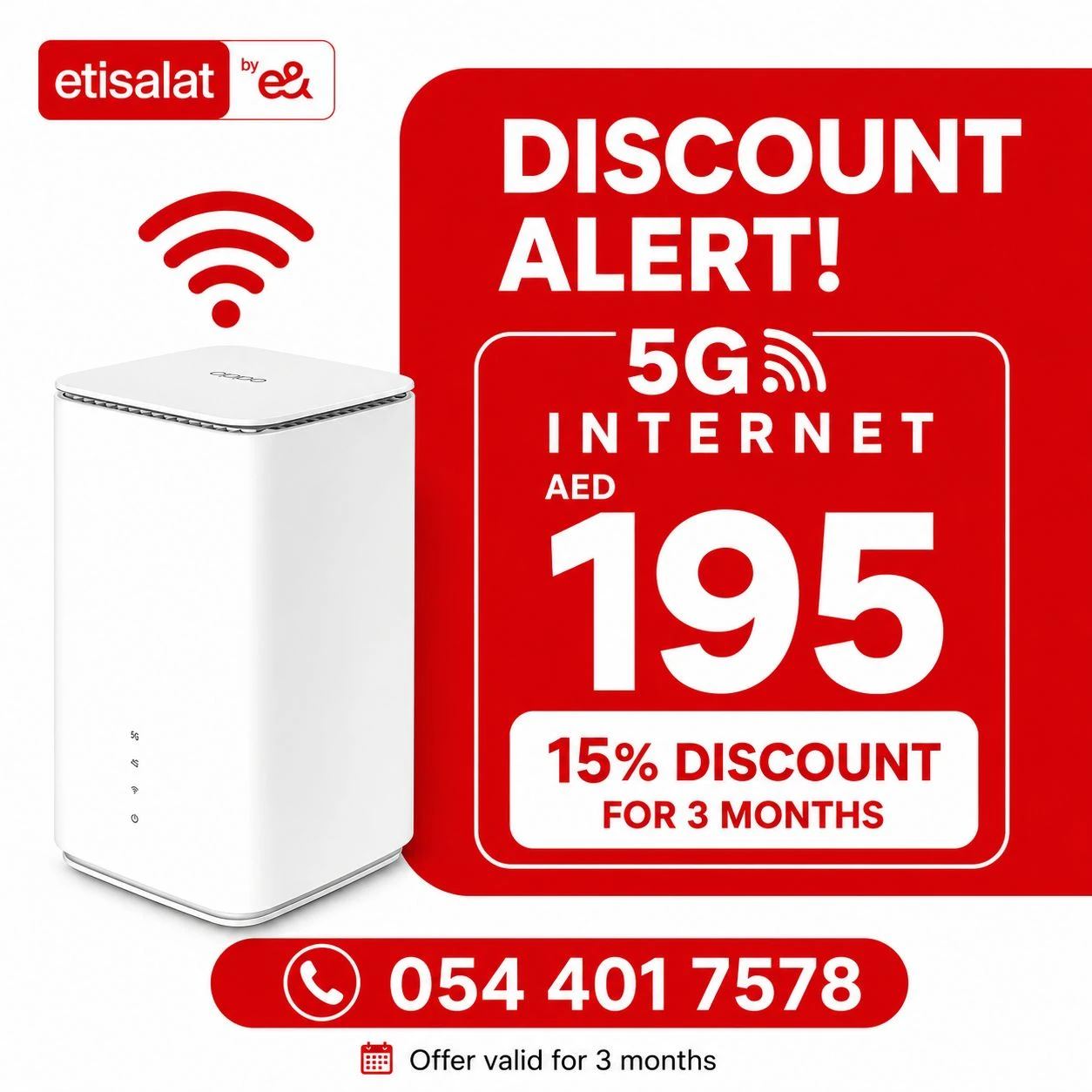 Etisalat Home WiFi internet connection all over UAE
